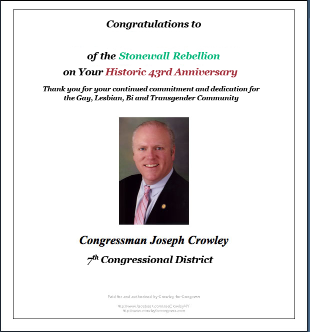 Congressman Crowley SVA ad